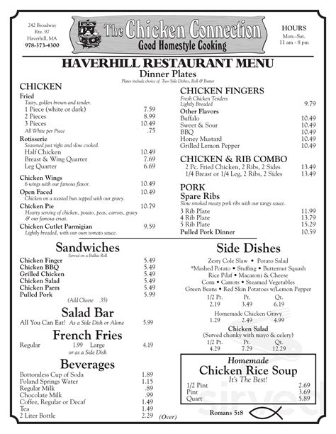 Chicken connection haverhill - Jul 31, 2022 · Chicken Connection, Haverhill: See 80 unbiased reviews of Chicken Connection, rated 4 of 5 on Tripadvisor and ranked #27 of 122 restaurants in Haverhill. 